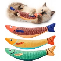 Cat Toys Saury Fish, 3 Pack Catnip Crinkle Sound Toys Soft and Durable, Interactive Cat Kicker Toys for Indoor Kitten Exercise 9.4 Inches for All Breeds