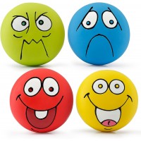 4 Pack 2.8" Smiley Face Squeaky Dog Toys Soft Dog Balls Latex Rubber Squeak Dog Toys for Small Medium Puppy Pet Dogs (Emoji)