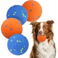 Dog Toy Balls Indestructible Dog Tennis Ball for Aggressive Chewers, 3 Inch Durable Teething Chew Toys Water Toy Interactive Outdoor Fetch Balls for Large Medium Small Dog (2 Blue+2 Orange)